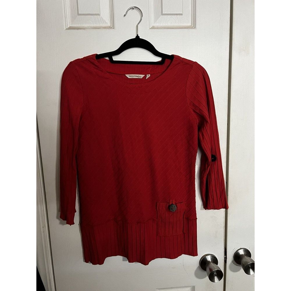 Soft Surroundings Women's Size XS Coastal Top Textured‎ 100% Cotton